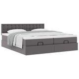 Cadre de lit ottoman avec matelas gris 160x200 cm similicuir