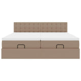 Cadre de lit ottoman et matelas cappuccino 160x200cm similicuir