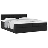 Cadre de lit ottoman avec matelas noir 180x200 cm similicuir