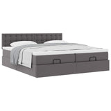 Cadre de lit ottoman avec matelas gris 180x200 cm similicuir