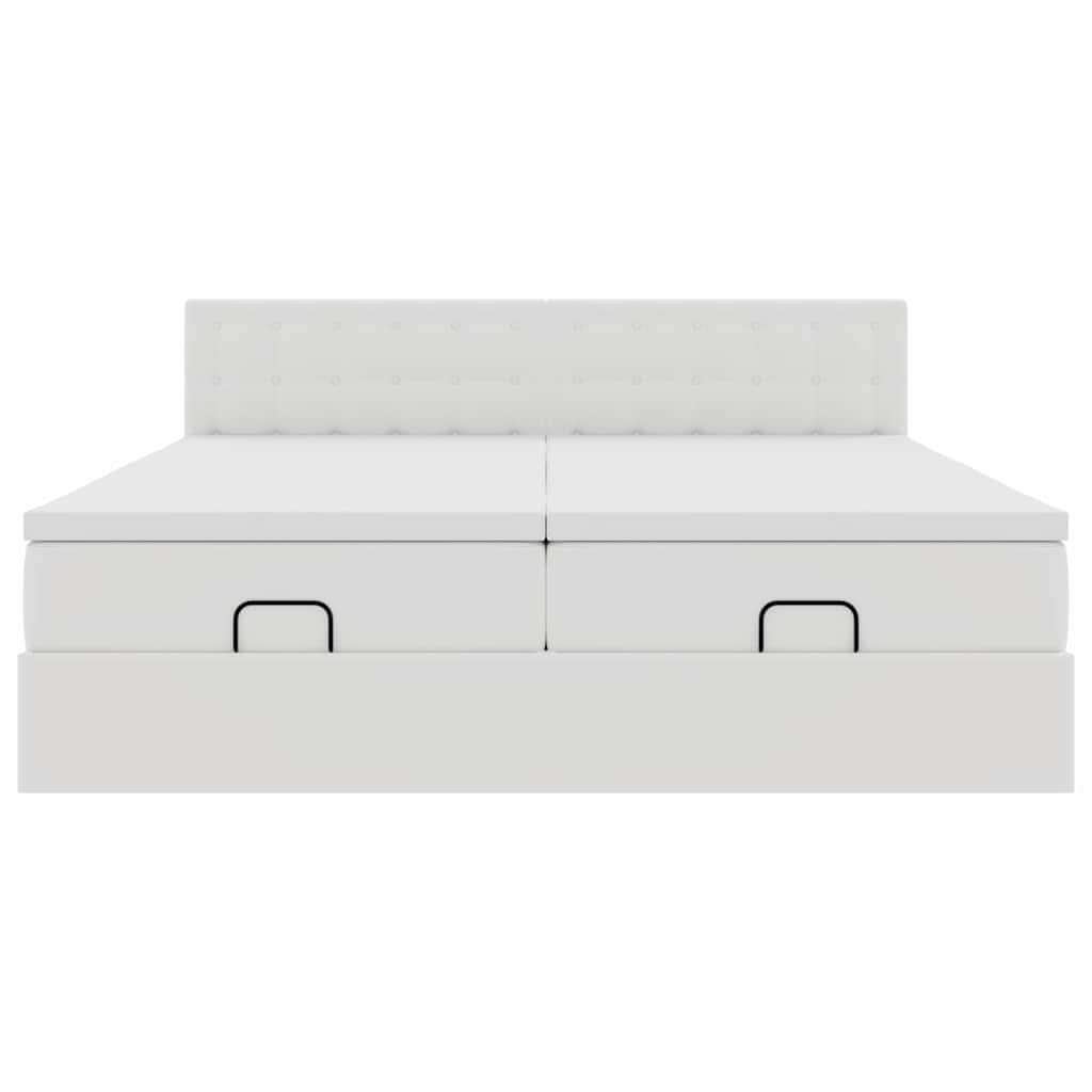 Cadre de lit ottoman avec matelas blanc 200x200 cm similicuir