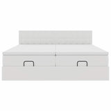 Cadre de lit ottoman avec matelas blanc 200x200 cm similicuir