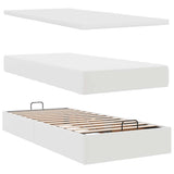 Cadre de lit ottoman avec matelas blanc 200x200 cm similicuir