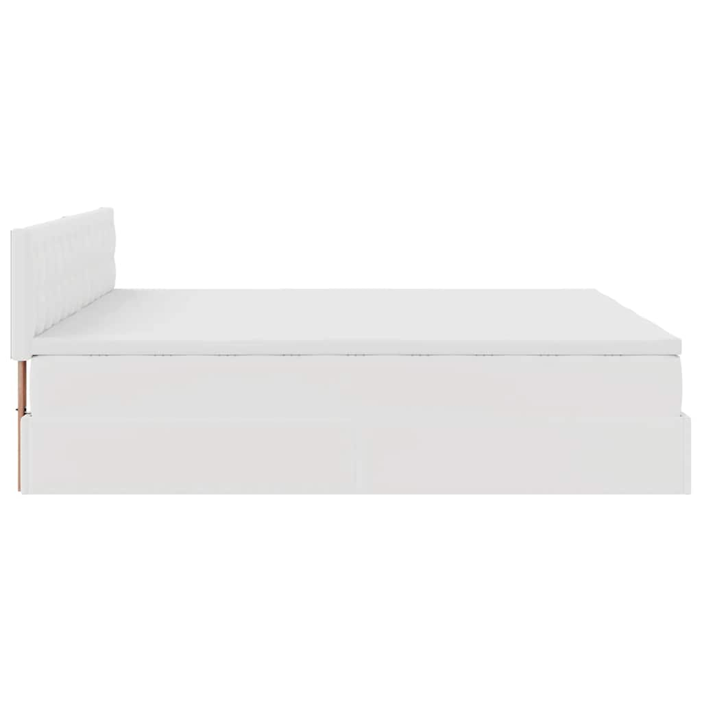 Cadre de lit ottoman avec matelas blanc 200x200 cm similicuir