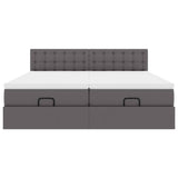 Cadre de lit ottoman avec matelas gris 200x200 cm similicuir