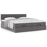 Cadre de lit ottoman avec matelas gris 200x200 cm similicuir