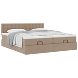 Cadre de lit ottoman et matelas cappuccino 200x200cm similicuir