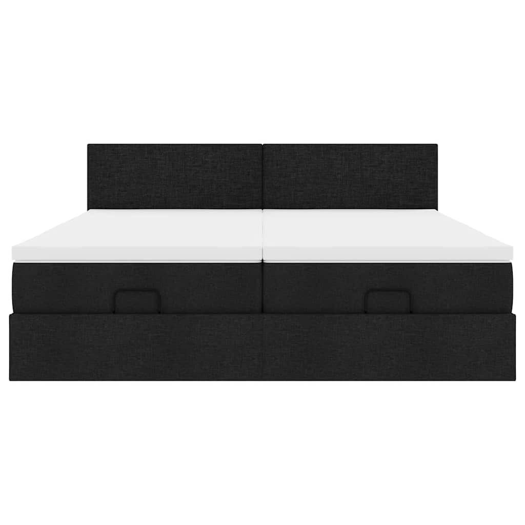 Cadre de lit ottoman avec matelas noir 160x200 cm tissu