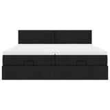 Cadre de lit ottoman avec matelas noir 160x200 cm tissu