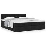 Cadre de lit ottoman avec matelas noir 160x200 cm tissu