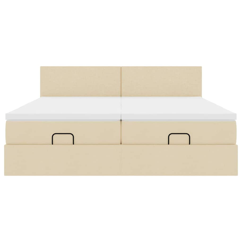 Cadre de lit ottoman avec matelas crème 160x200 cm tissu