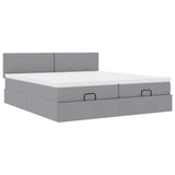 Cadre de lit ottoman et matelas gris clair 180x200cm tissu