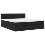 Cadre de lit ottoman avec matelas noir 180x200cm tissu