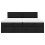 Cadre de lit ottoman avec matelas noir 180x200cm tissu