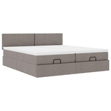 Cadre de lit ottoman avec matelas taupe 180x200 cm tissu