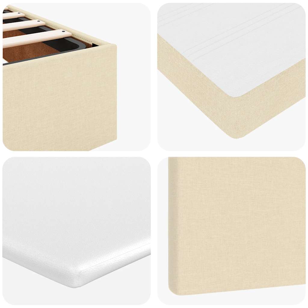 Cadre de lit ottoman avec matelas crème 180x200 cm tissu