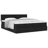 Cadre de lit ottoman avec matelas noir 200x200cm tissu