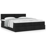 Cadre de lit ottoman avec matelas noir 200x200cm tissu