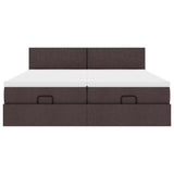 Cadre de lit ottoman avec matelas marron foncé 200x200 cm tissu