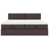 Cadre de lit ottoman avec matelas marron foncé 200x200 cm tissu