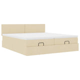 Cadre de lit ottoman avec matelas crème 200x200cm tissu