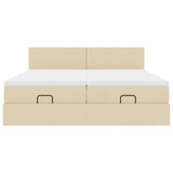 Cadre de lit ottoman avec matelas crème 200x200cm tissu