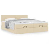 Cadre de lit ottoman avec matelas crème 200x200cm tissu