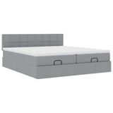 Cadre de lit ottoman et matelas gris clair 160x200cm tissu