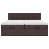 Cadre de lit ottoman avec matelas marron foncé 160x200 cm tissu