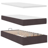 Cadre de lit ottoman avec matelas marron foncé 160x200 cm tissu