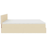 Cadre de lit ottoman avec matelas crème 160x200 cm tissu