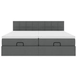 Ottoman bed frame with dark grey mattress 200x200cm fabric