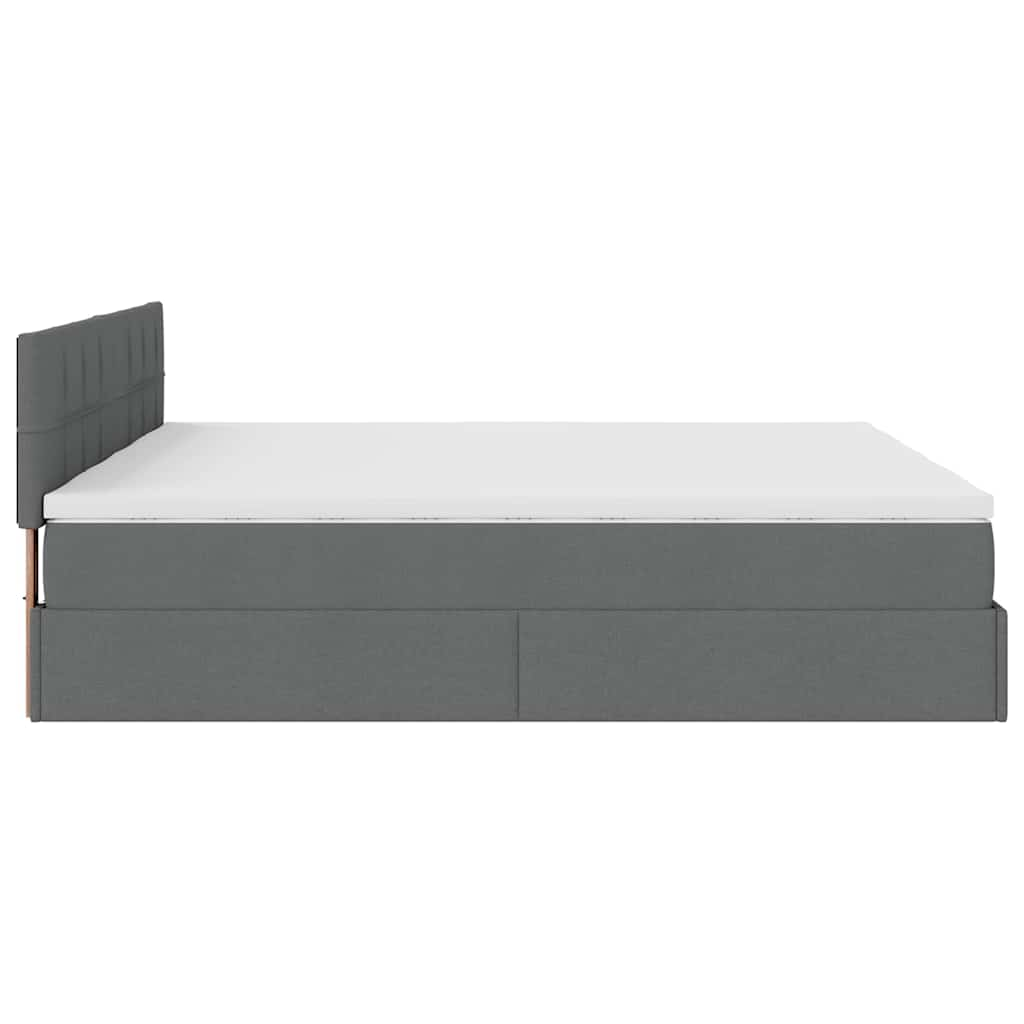 Ottoman bed frame with dark grey mattress 200x200cm fabric