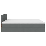 Ottoman bed frame with dark grey mattress 200x200cm fabric