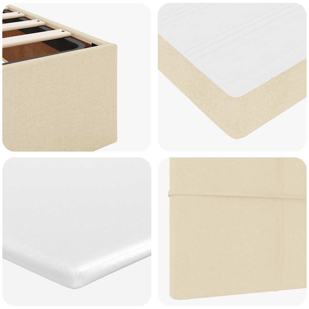 Cadre de lit ottoman avec matelas crème 200x200cm tissu