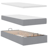 Cadre de lit ottoman et matelas gris clair 160x200cm tissu