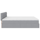 Cadre de lit ottoman et matelas gris clair 160x200cm tissu