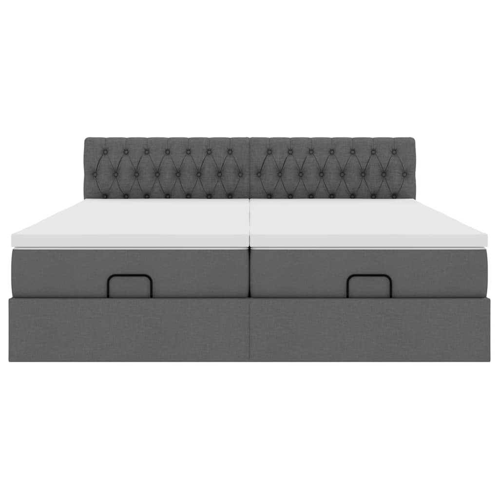 Cadre de lit ottoman avec matelas gris foncé 160x200cm tissu