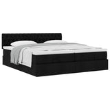 Cadre de lit ottoman avec matelas noir 160x200 cm tissu