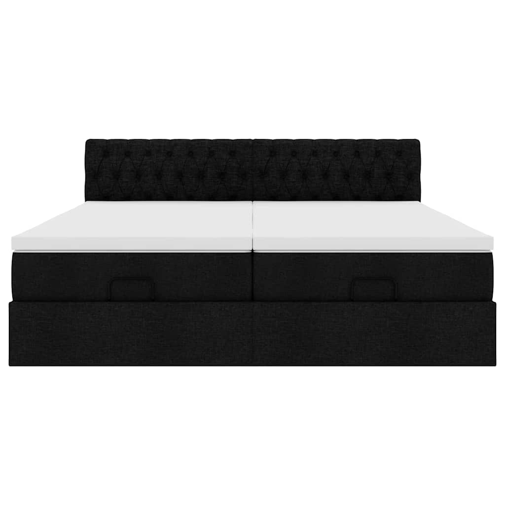 Cadre de lit ottoman avec matelas noir 160x200 cm tissu