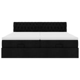 Cadre de lit ottoman avec matelas noir 160x200 cm tissu