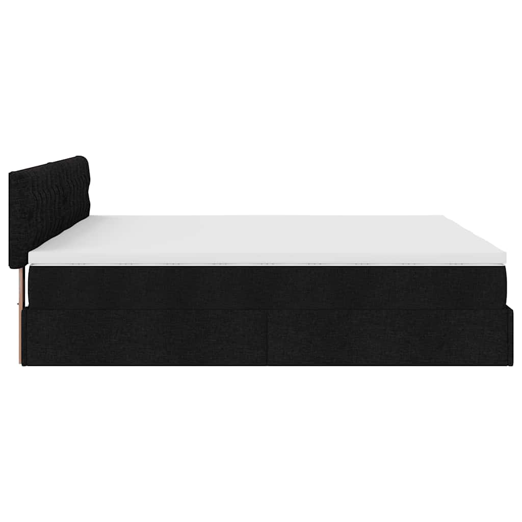 Cadre de lit ottoman avec matelas noir 160x200 cm tissu