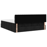 Cadre de lit ottoman avec matelas noir 160x200 cm tissu