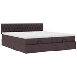 Cadre de lit ottoman avec matelas marron foncé 160x200 cm tissu