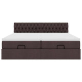 Cadre de lit ottoman avec matelas marron foncé 160x200 cm tissu