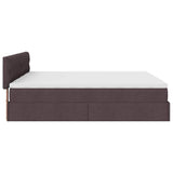 Cadre de lit ottoman avec matelas marron foncé 160x200 cm tissu