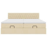 Cadre de lit ottoman avec matelas crème 160x200 cm tissu