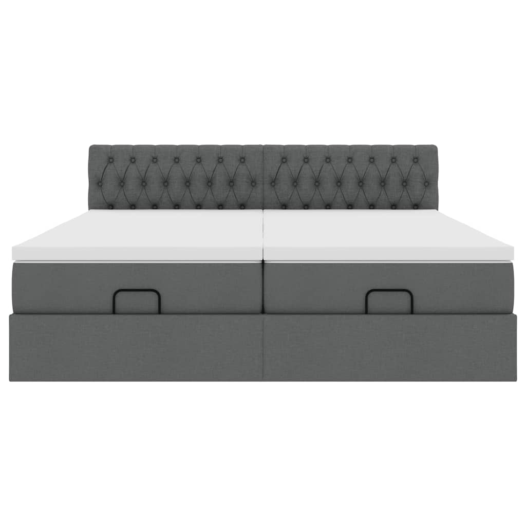 Cadre de lit ottoman avec matelas gris foncé 180x200cm tissu