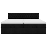 Cadre de lit ottoman avec matelas noir 180x200cm tissu