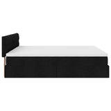 Cadre de lit ottoman avec matelas noir 180x200cm tissu